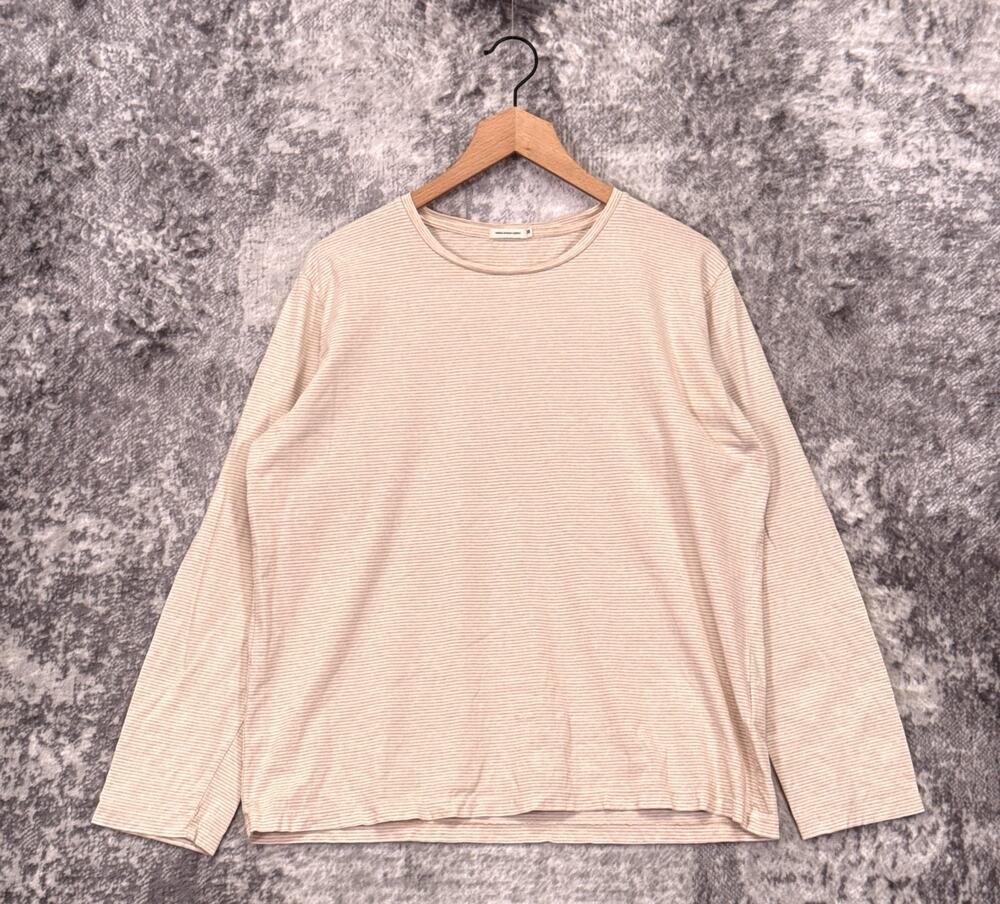 Industry of All Nations Shirt Medium Womens Striped Long Sleeve Organic Cotton